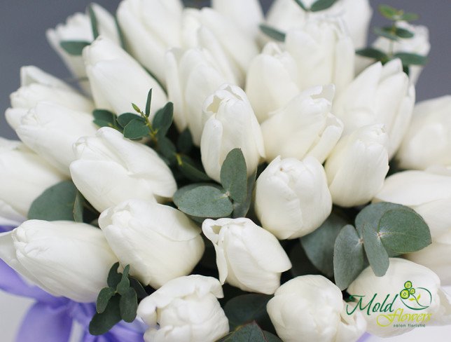 Коробочка с белыми тюльпанами Фото