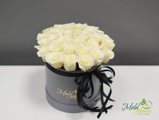 Trandafiri albi în cutie sură (la comanda, 1 zile) foto
