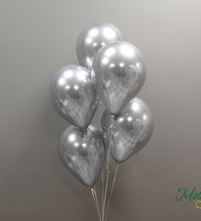 5 шариков серебряного цвета с гелием Фото 394x433
