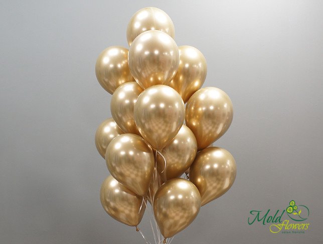 Set of 15 golden chrome balloons photo