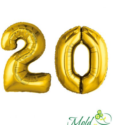 Set of foil balloons number ''20'' gold photo 394x433
