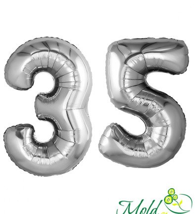 Набор фольгированных  шаров цифра ''35''серебреные Фото 394x433