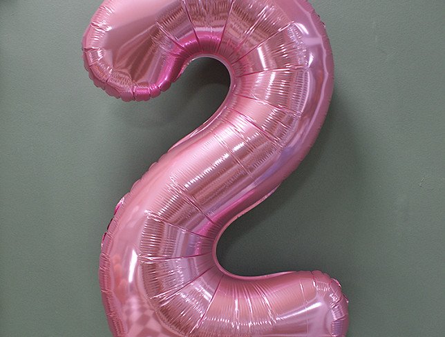 Фольгированная цифра "2" розовая Фото