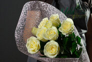 Bouquet of 9 White Roses 70 cm — photo 2