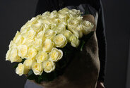 Bouquet of 51 White Roses 70 cm — photo 1