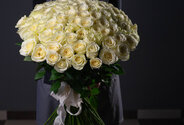 Buchet din 101 de trandafiri albi 70 cm — foto 3