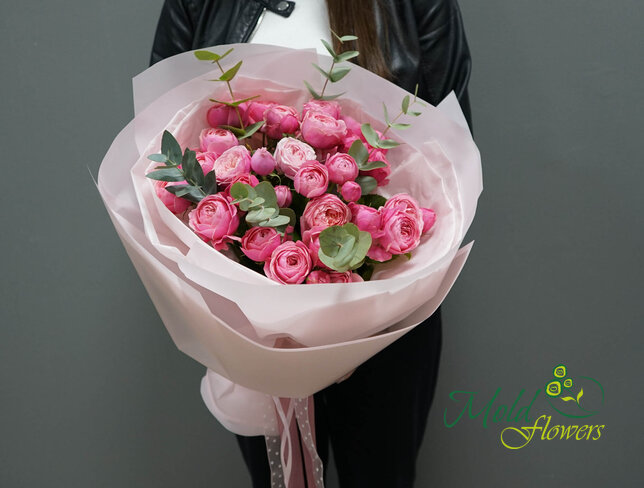 Buchet de trandafiri de tufa roz "Silvia Pink"