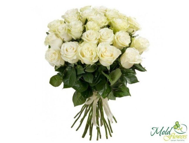 35 Premium Dutch White Roses 80-90 cm photo