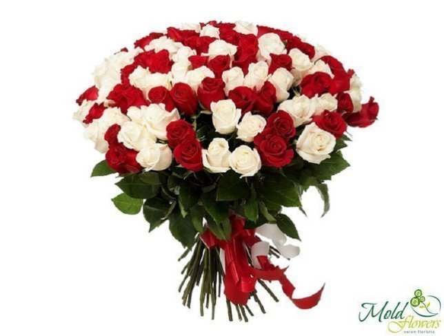 101 White-Red Roses (50 cm) photo