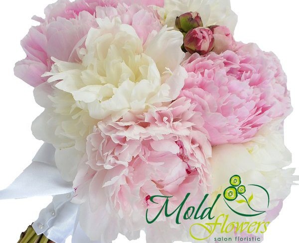 Bridal Bouquet of Pink and White Peonies - Photo