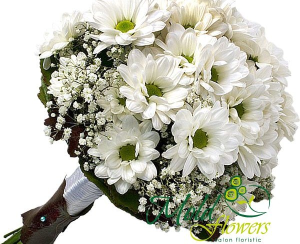 Букет невесты 38 из белой хризантемы и гипсофиллы (под заказ, 10 дней) Фото