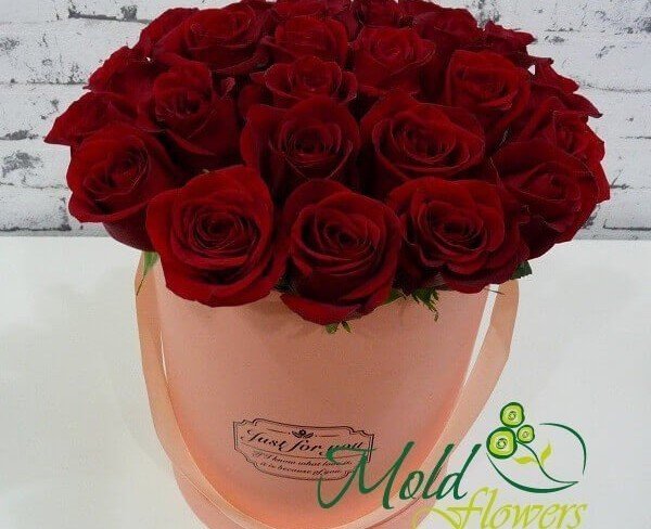Peach box with red roses photo