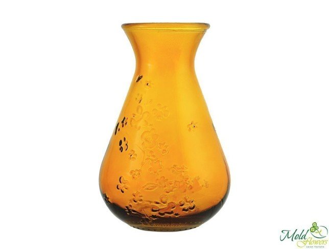 Vază de sticlă galbena înălțimea=20cm, diametru=4,5cm foto