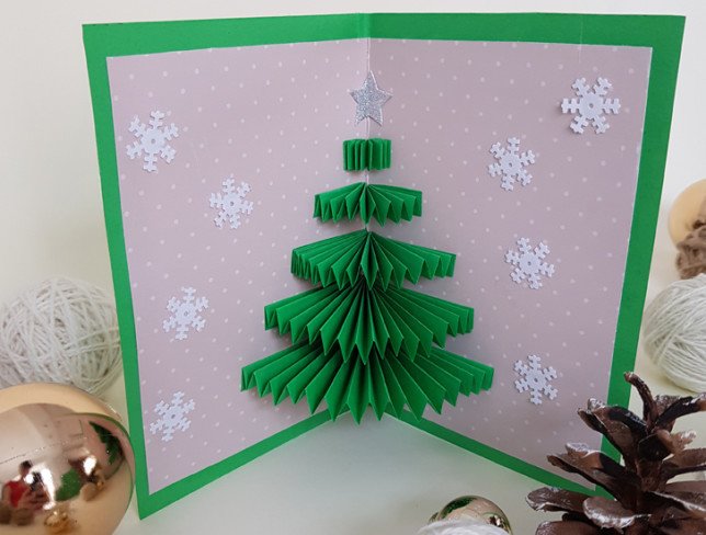 HandMade 3D Christmas card with fir tree 03 photo