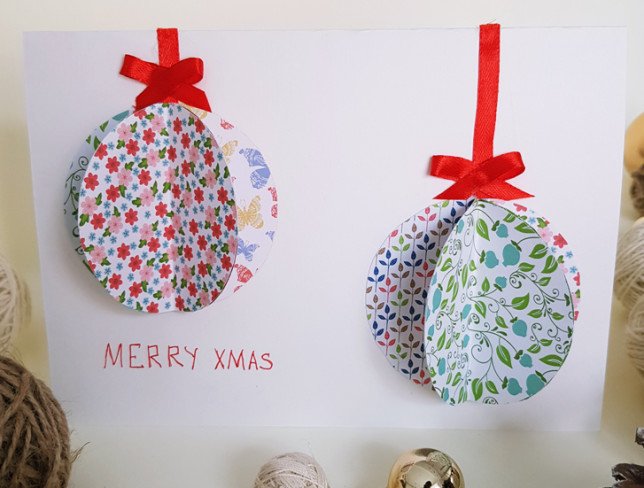 HandMade 3D New Year's greeting card with globes photo