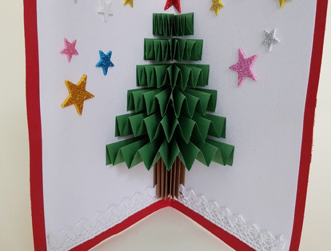 3D Hand Made Christmas Card with fir tree 06 photo