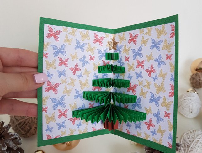 HandMade 3D Christmas card with fir 01 photo