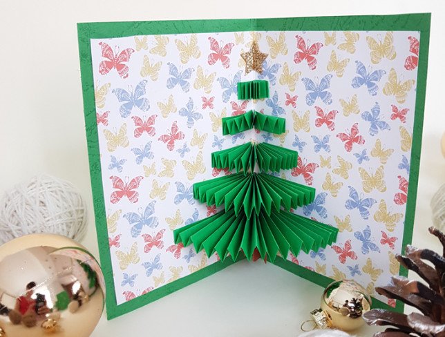 HandMade 3D Christmas card with fir tree 02 photo
