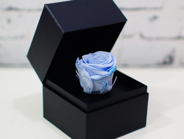 Box with eternal rose (light blue) photo