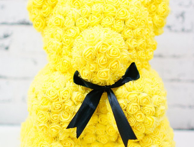 Yellow Teddy Bear Made of Artificial Roses, 30 cm (made to order, 3 days) photo