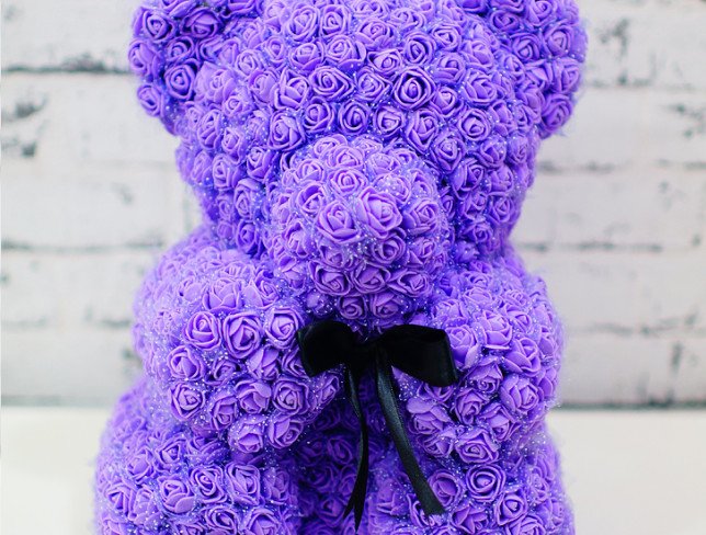 Urs din trandafiri artificiale violete 30 cm (la comanda, 3 zile) foto