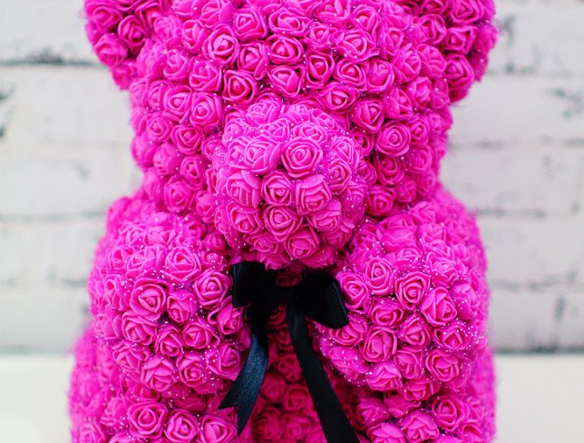 Cyclamen Teddy Bear Made of Artificial Roses, 30 cm (made to order, 3 days) photo