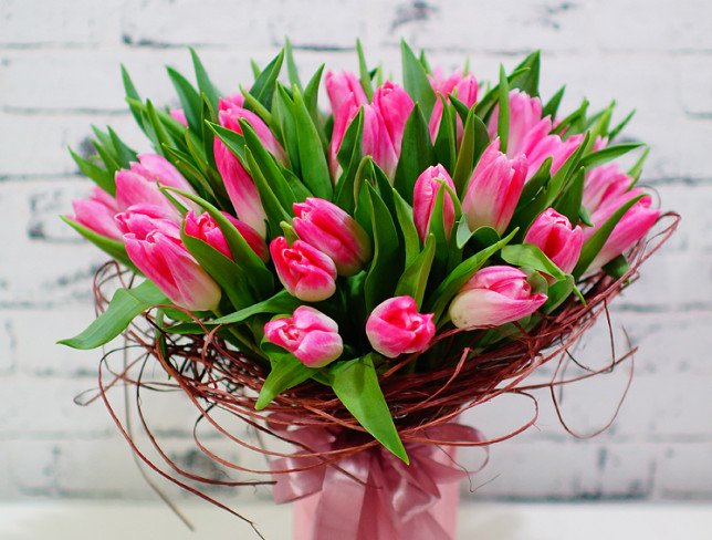 Bouquet of pink tulips photo