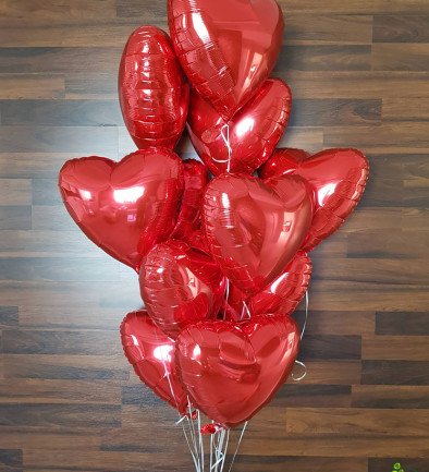 Foil heart-shaped balloons, 11 pieces photo 394x433