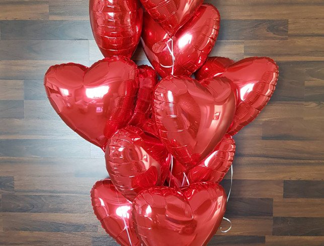 Фольгированные шары в виде сердца 11 штук Фото