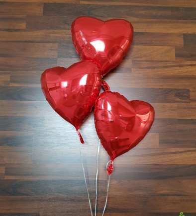Foil heart-shaped balloons, set of 3 photo 394x433