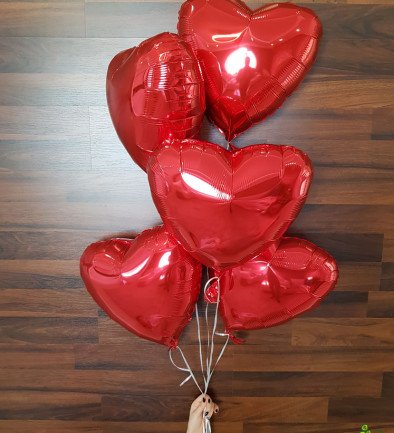 Foil heart-shaped balloons, set of 5 photo 394x433