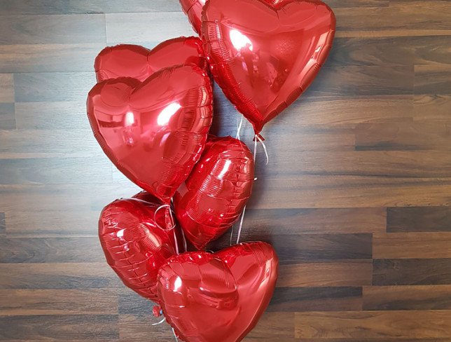 Фольгированные шары в виде сердца 7 штук Фото