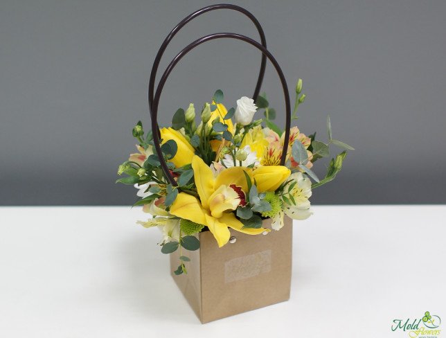 Kraft bag with flowers photo