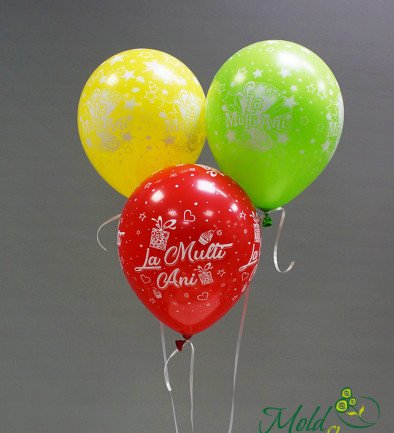 Set din 3 Baloane cu heliu "La multi ani" foto 394x433