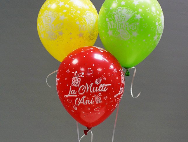 Set din 3 Baloane cu heliu "La multi ani" foto