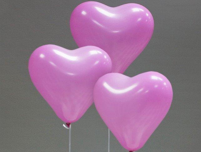 Set din 3 baloane in forma de inima cu heliu (roz) foto