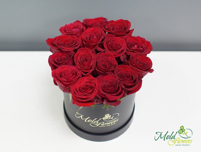 Beautiful black box with red roses photo