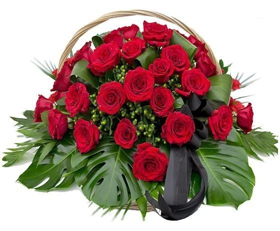 Basket with red roses photo
