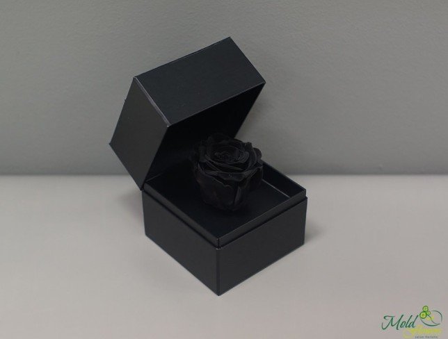 Чёрная коробочка с долговечной розой (чёрная) Фото