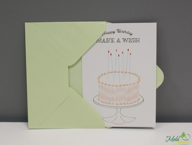 Открытка с конвертом "Happy Birthday Make a Wish" Фото