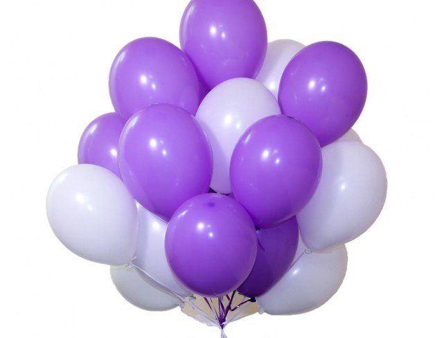 Набор из фиолетовых и белых шаров (19 шт) Фото