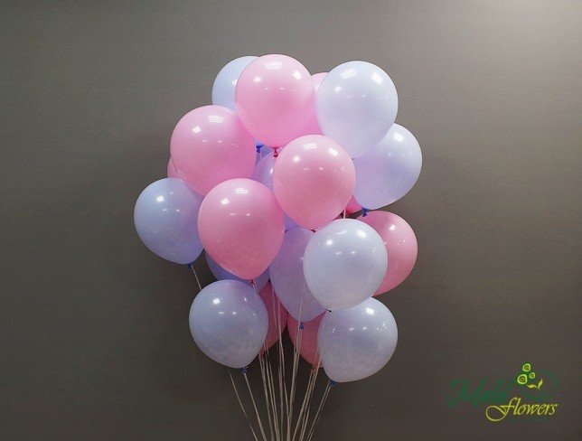 Set of pink and blue balloons (21 pcs) photo