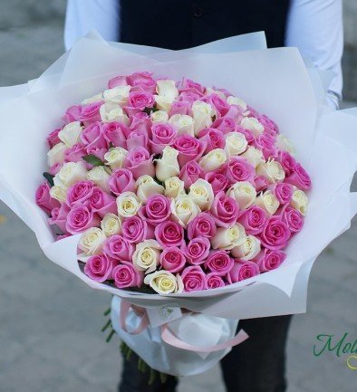 101 бело-розовая роза 50-60 см Фото 394x433