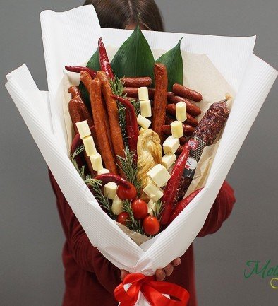 Men's bouquet with sausage, cheese, and pepper - 2 (made to order, 24 hours) photo 394x433
