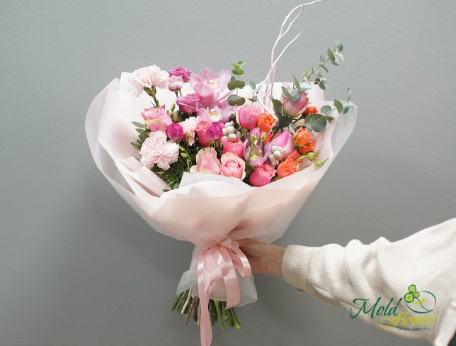 Bouquet of Orchids, Carnations, Eucalyptus, and Roses from moldflowers.md