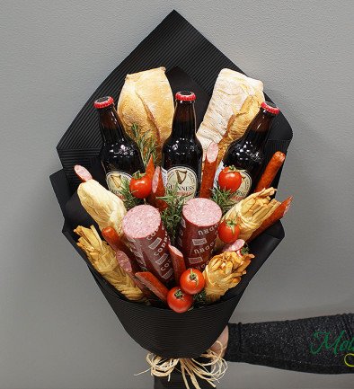 Bouquet for Men with Sausages, Cheese, and Beer №2 (custom order, 24 hours) photo 394x433