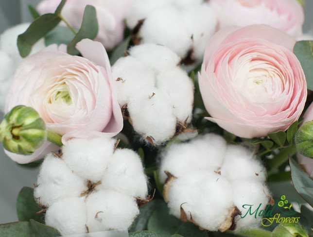 Bouquet of ranunculus and cotton (pre-order, 10 days) photo