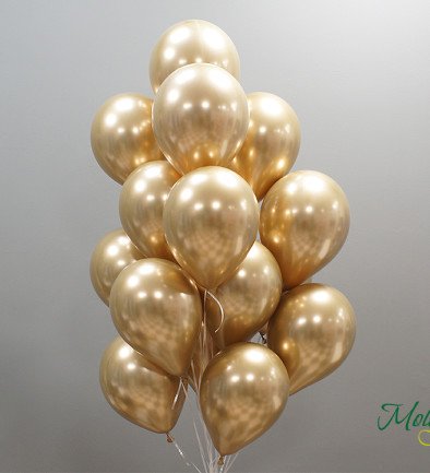 Золотые хромированные шарики 15 штук Фото 394x433