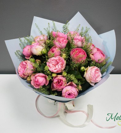 Bouquet of pink peony-style roses photo 394x433