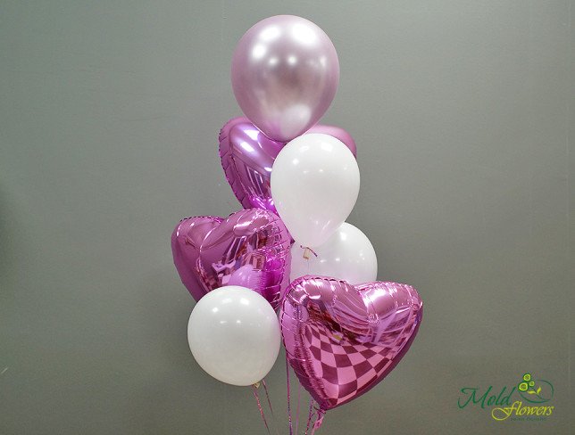 Set din baloane albi și roz foto